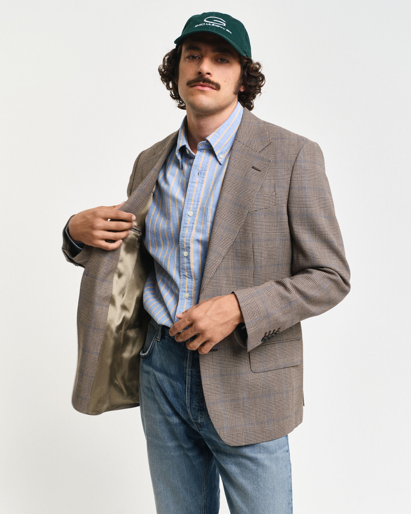 Regular fit ‑mitoitettu glen-ruudullinen bleiseri