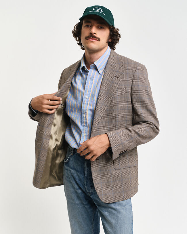 Regular fit ‑mitoitettu glen-ruudullinen bleiseri