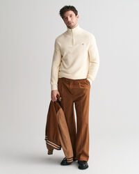 Kohopintainen puuvillaneulepusero, vetoketjukaulus