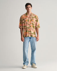 Relaxed fit ‑mitoitettu lyhythihainen Hawaiian Print -paita