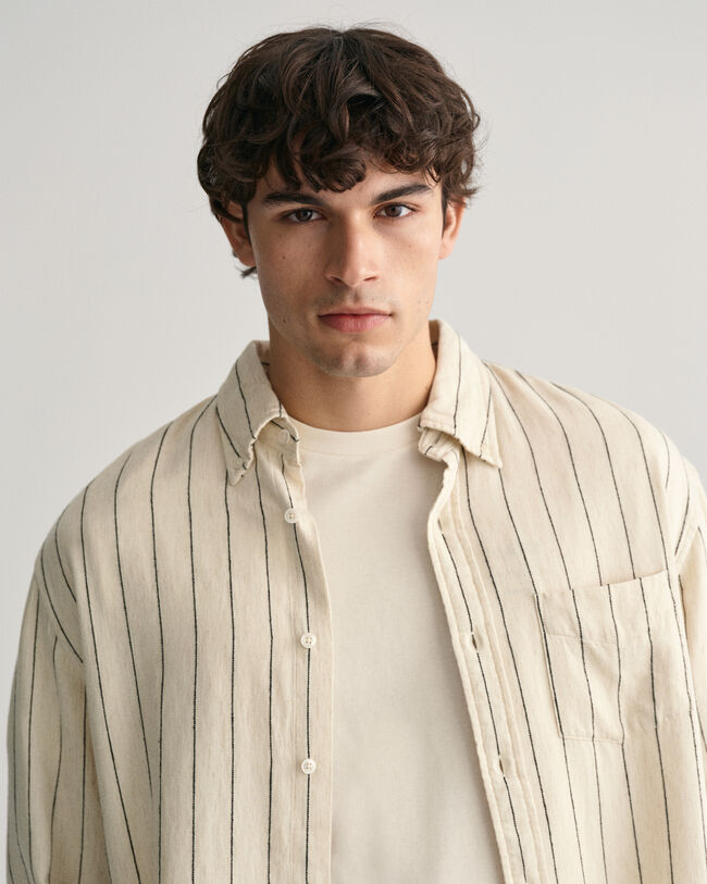 Relaxed&nbsp;fit ‑mitoitettu Slub Striped ‑paita