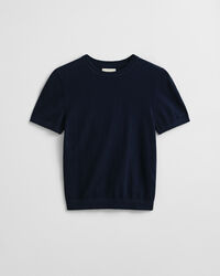 Kevyt lyhythihainen neulepusero, pyöreä pääntie