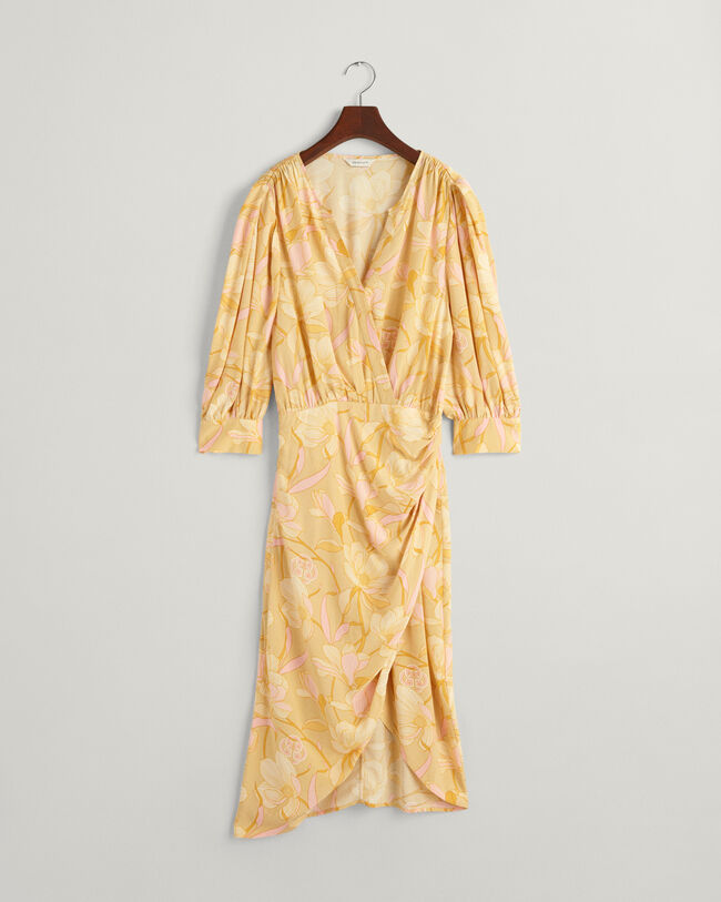 Regular fit ‑mitoitettu Magnolia Print ‑kietaisumekko