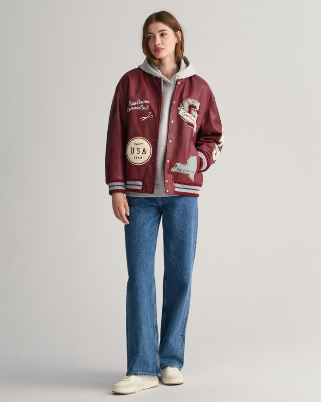 Nahkainen GANT Varsity Jacket ‑takki