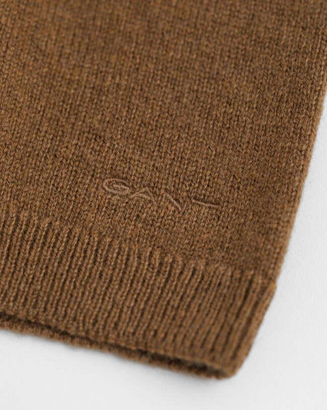 Lyhythihainen karitsanvillainen neulepusero, pyöreä pääntie