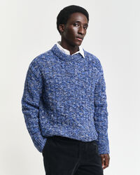 Kohopintainen villasekoiteneule, pyöreä pääntie