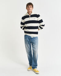 Raidallinen puuvillapalmikkoneule, vetoketjukaulus