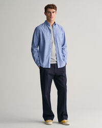 Regular fit ‑mitoitettu puuvilla-pellavapaita