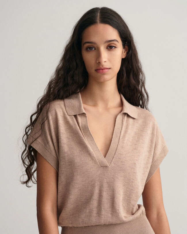 Kauluksellinen pellavasekoitemekko