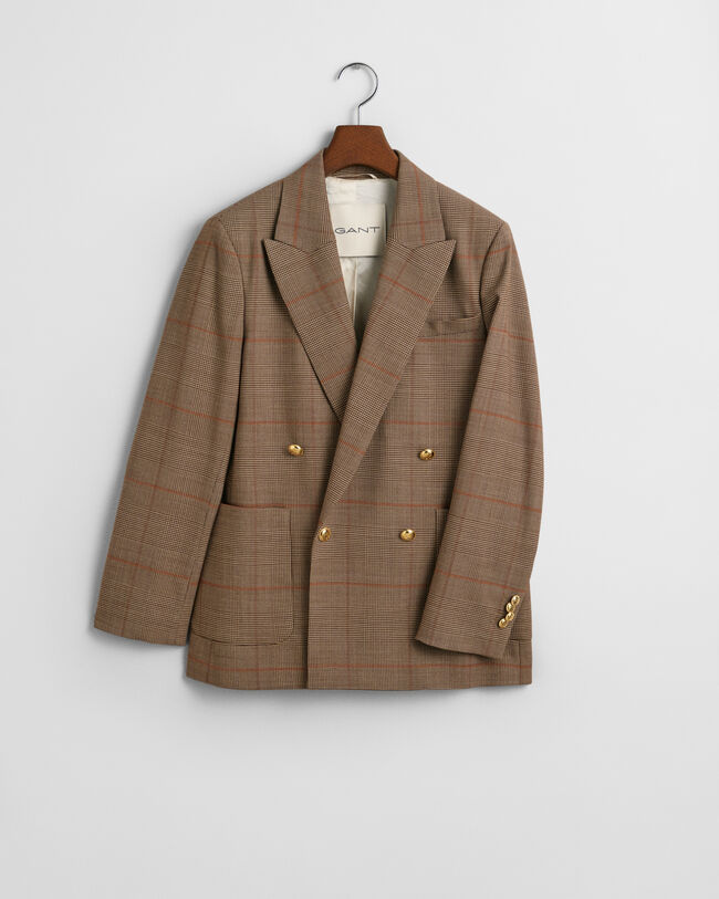 Regular fit ‑mitoitettu ruudullinen klubitakki