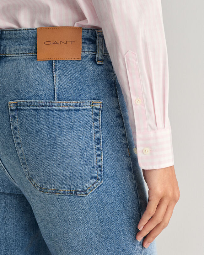 Regular fit ‑mitoitettu gingham-ruutuinen popliinipaita