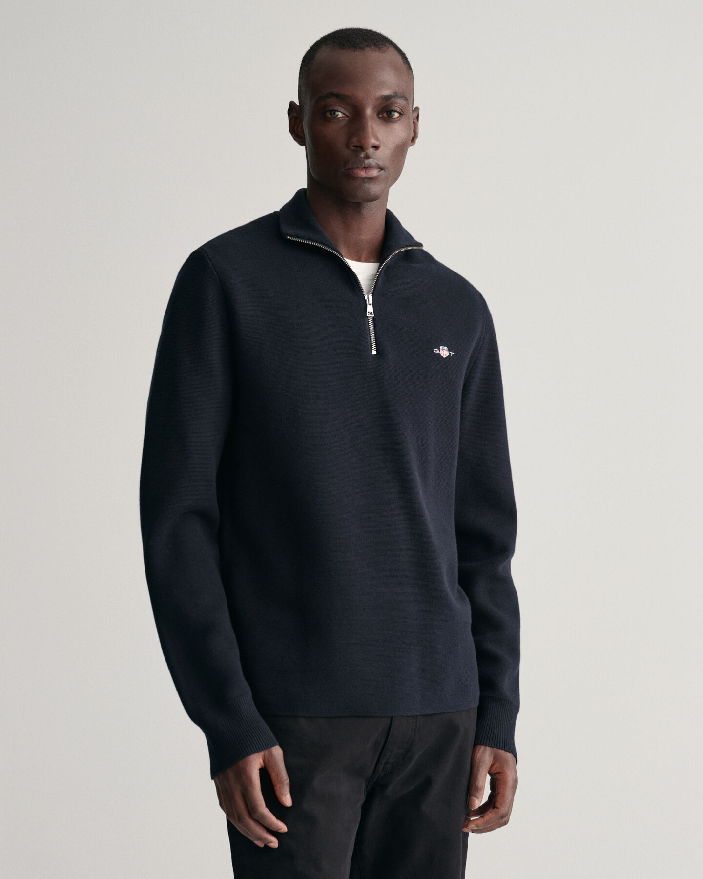 Vetoketjukauluksellinen Milano Knit -puuvillaneule