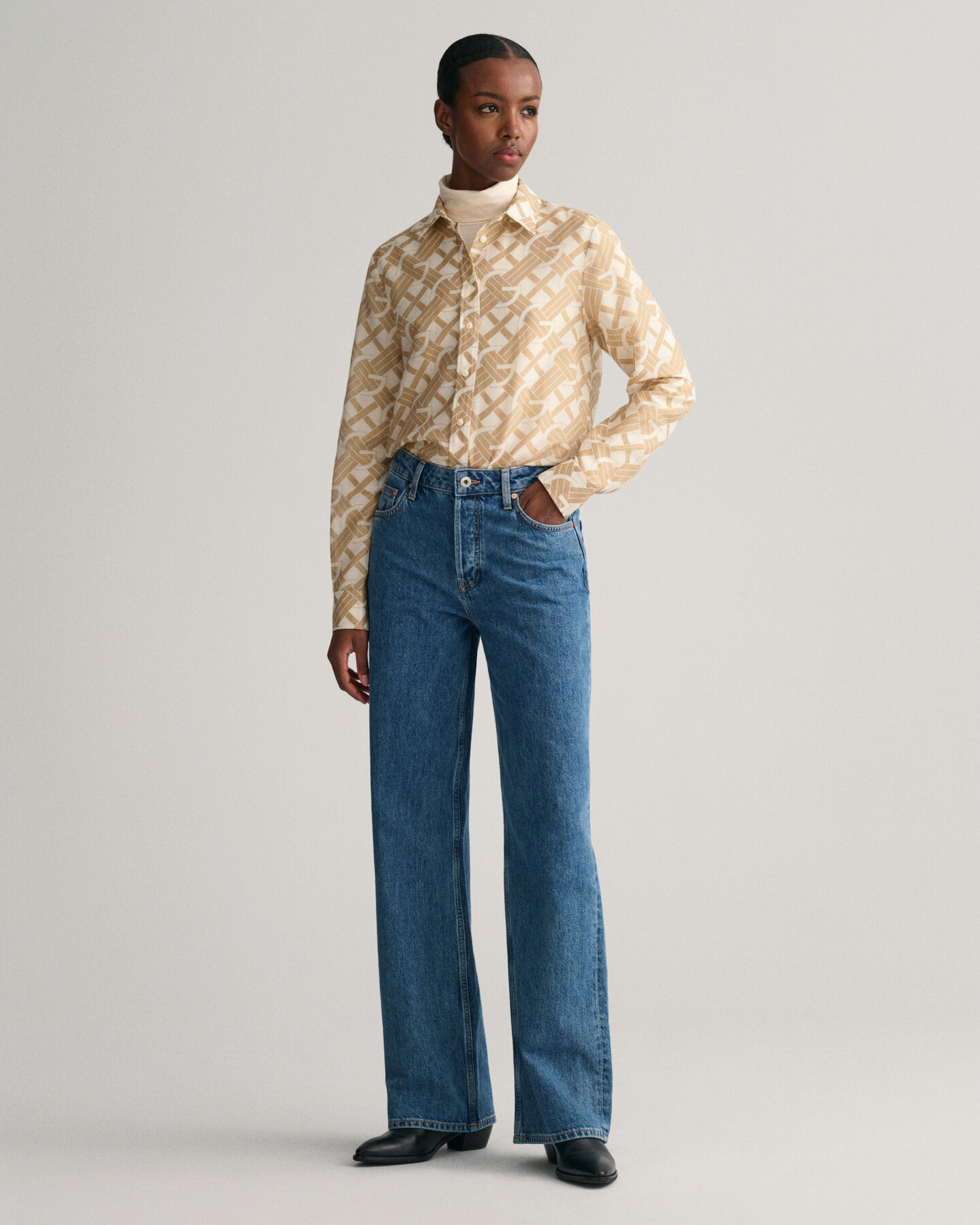 Regular fit ‑mitoitettu G Patterned ‑puuvilla-silkkipaita