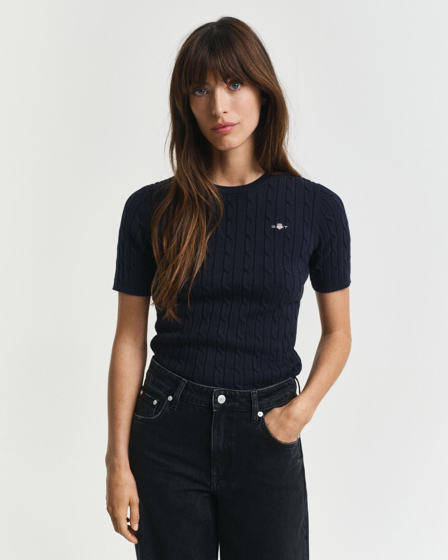 Joustopuuvillainen palmikkoneulepusero