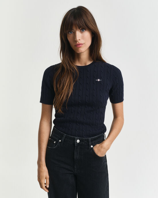 Joustopuuvillainen palmikkoneulepusero