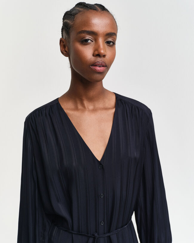 Raidallinen satiinipaitamekko