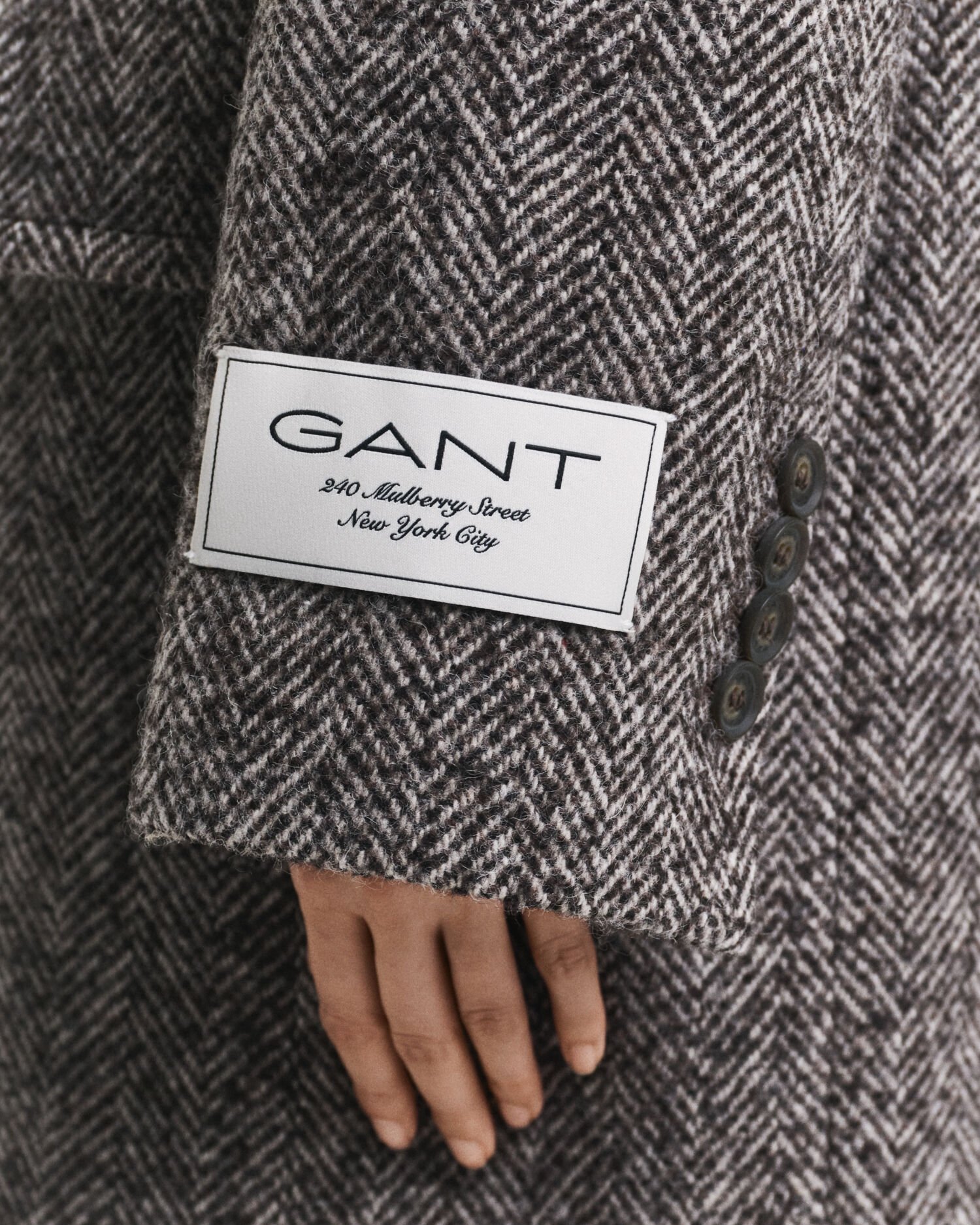 Kalanruotokuvioinen villasekoitteinen päällystakki