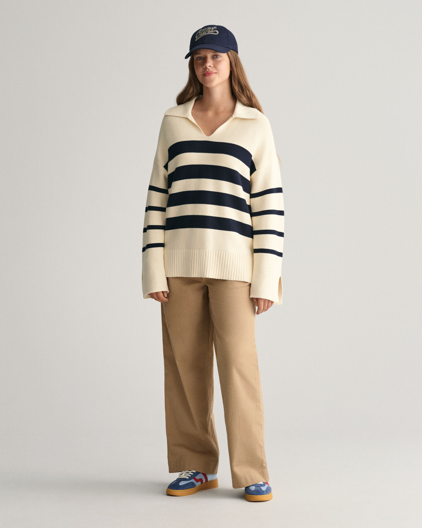 Teen Girls ‑malliston breton-raidallinen neulepusero