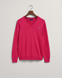 Classic-puuvillaneulepusero, v-p&auml;&auml;ntie