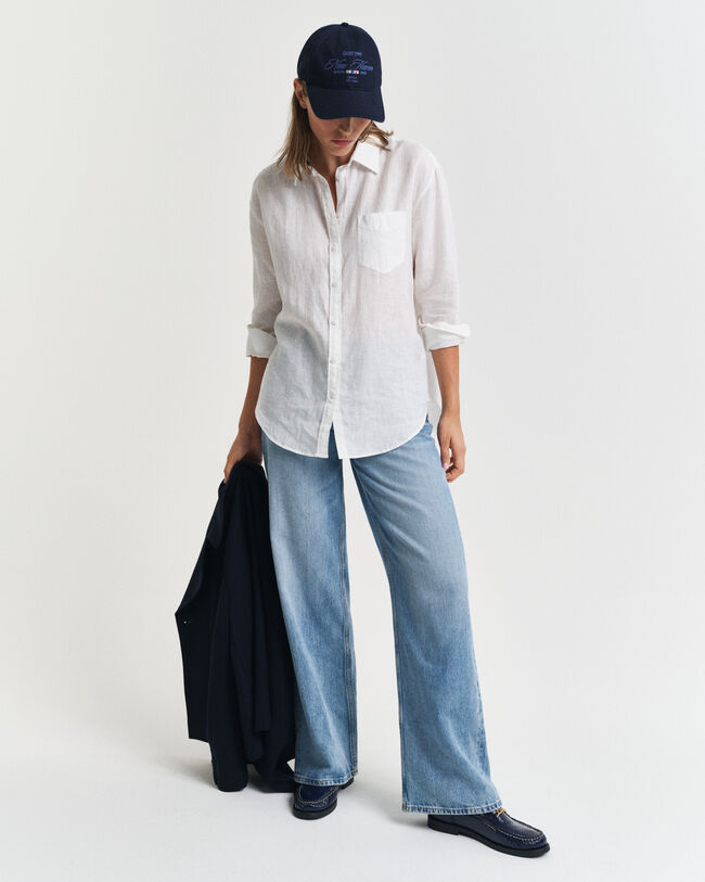 Relaxed fit ‑mitoitettu pellavapaita