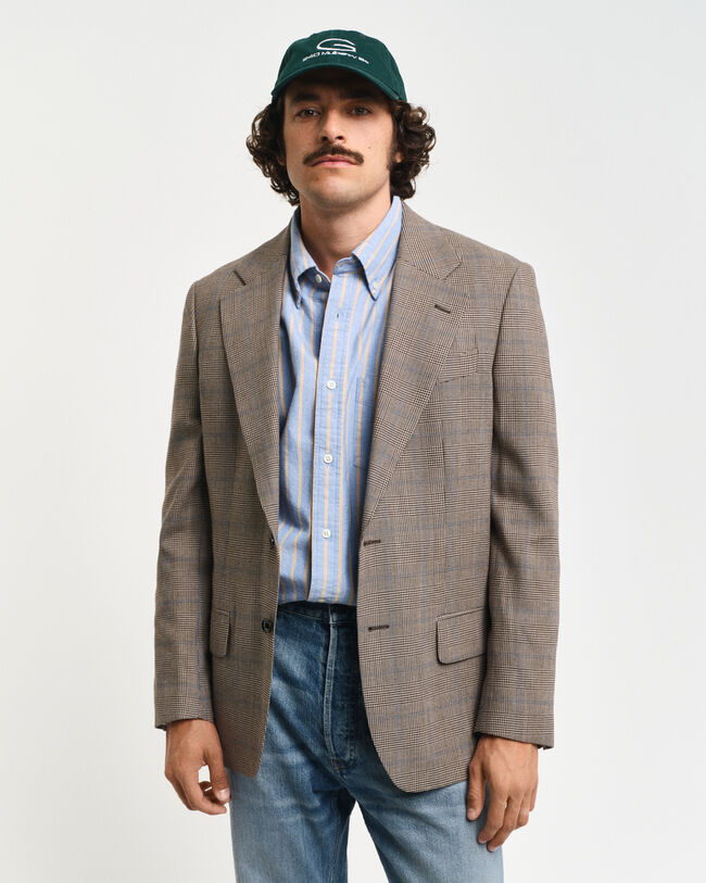 Regular fit ‑mitoitettu glen-ruudullinen bleiseri