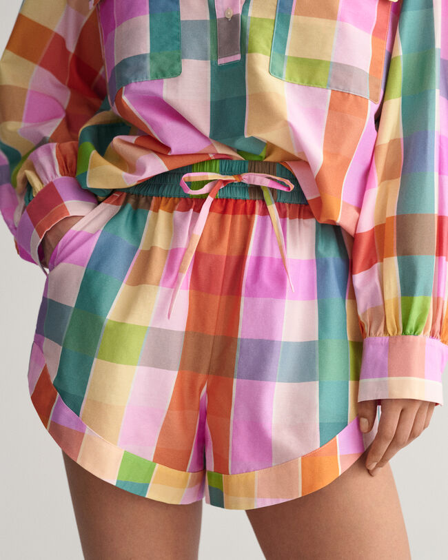 Ruudulliset puuvilla-silkkishortsit