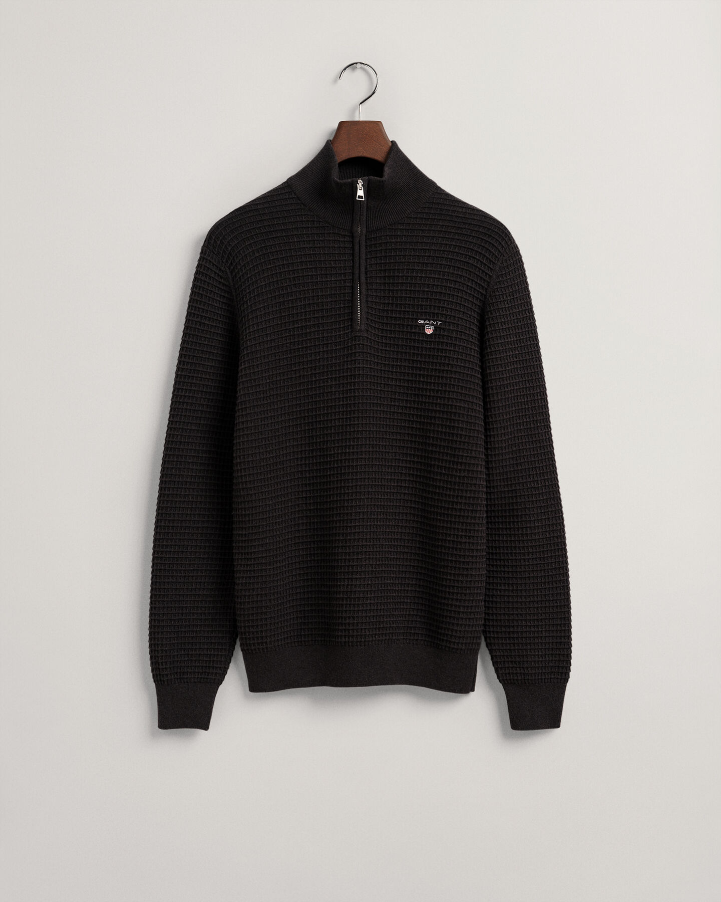 Texture-puuvillaneulepusero puolivetoketjulla