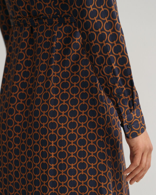 Slim&nbsp;fit ‑mitoitettu geometrisesti kuvioitu paitamekko