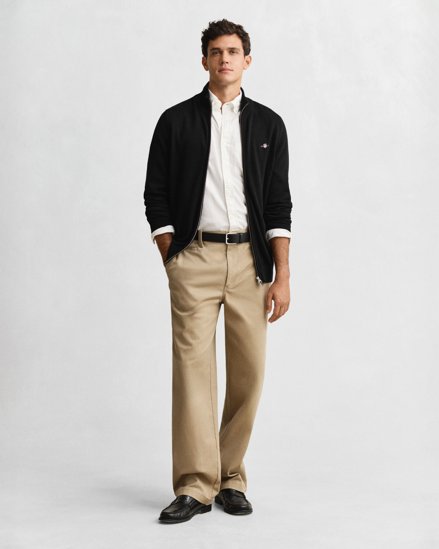 Vetoketjullinen Casual-puuvillaneuletakki