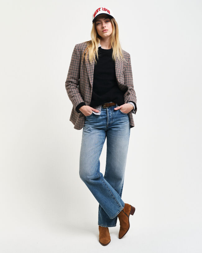 Regular fit ‑mitoitettu kukonaskelkuvioinen bleiseri