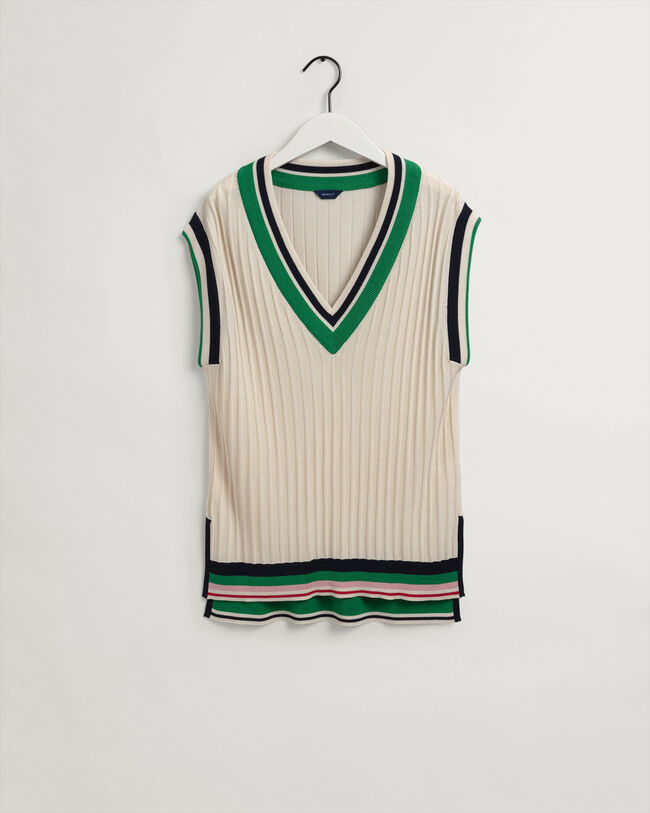 Raidallinen ribbineuleliivi