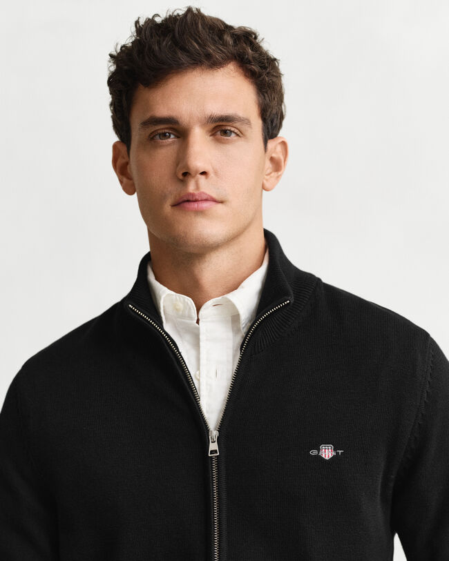 Vetoketjullinen Casual-puuvillaneuletakki