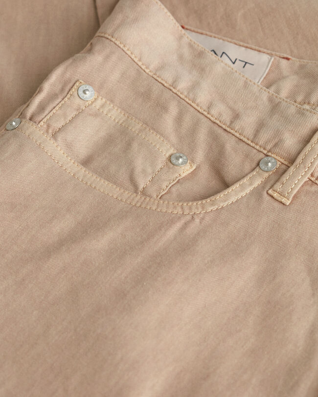 Slim&nbsp;fit ‑mitoitetut puuvilla-pellavafarkut