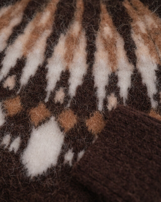 Alpakkavillainen Fair Isle ‑neulepusero, pyöreä pääntie