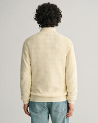 Kohopintainen raidallinen vetoketjullinen puuvillaneuletakki