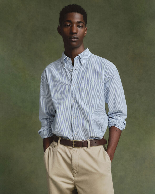 Relaxed fit ‑mitoitettu pystyraidallinen US‑oxford‑paita