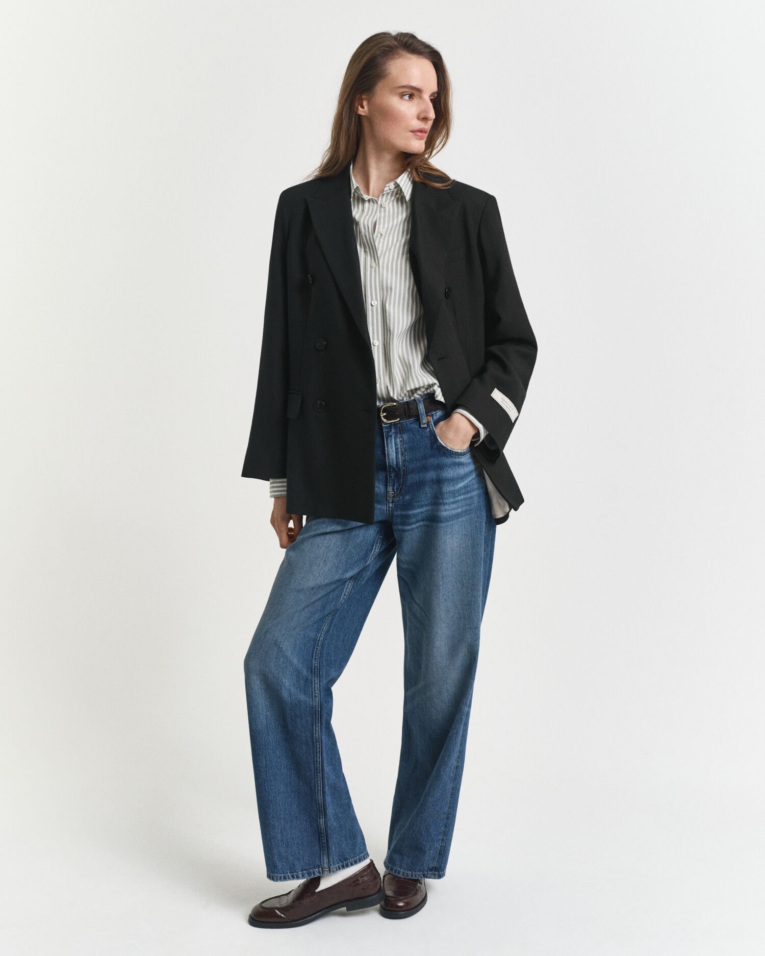 Regular fit ‑mitoitettu raidallinen Classic-popliinipaita