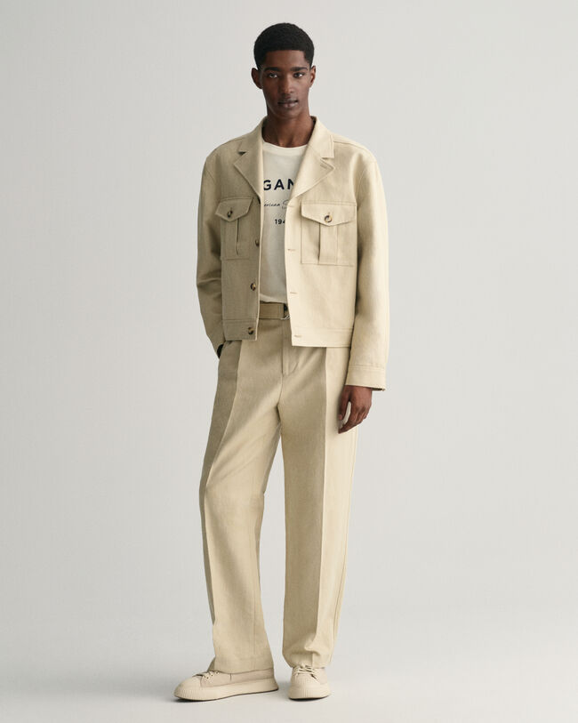 Relaxed&nbsp;fit ‑mitoitettu puuvilla-pellavainen puvuntakki