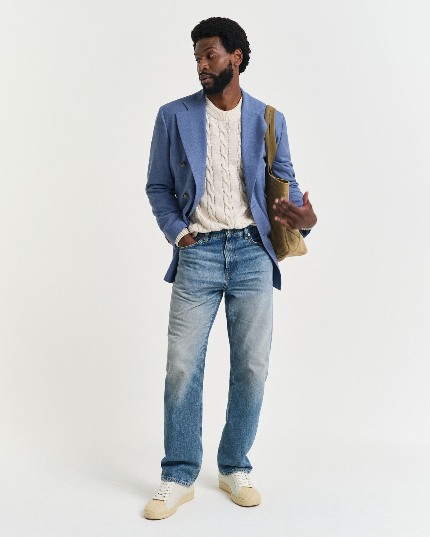 Regular fit ‑mitoitettu villakankainen Mouliné-puvuntakki