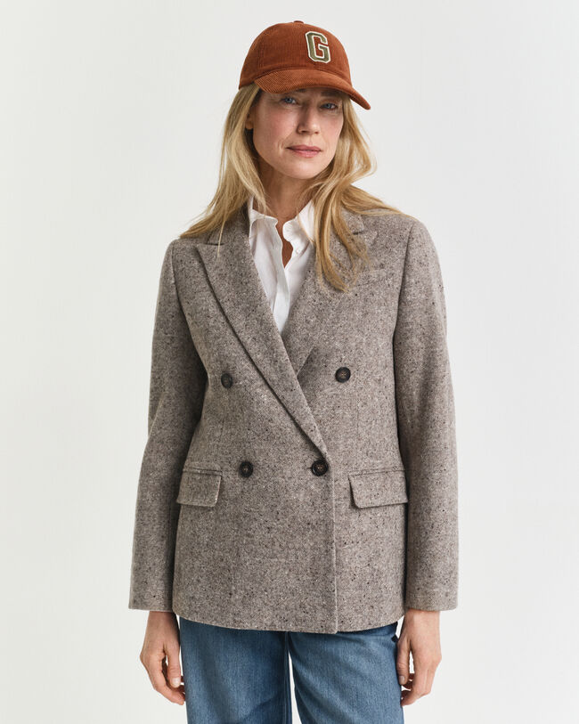 Regular fit ‑mitoitettu kohopintainen villakangasbleiseri