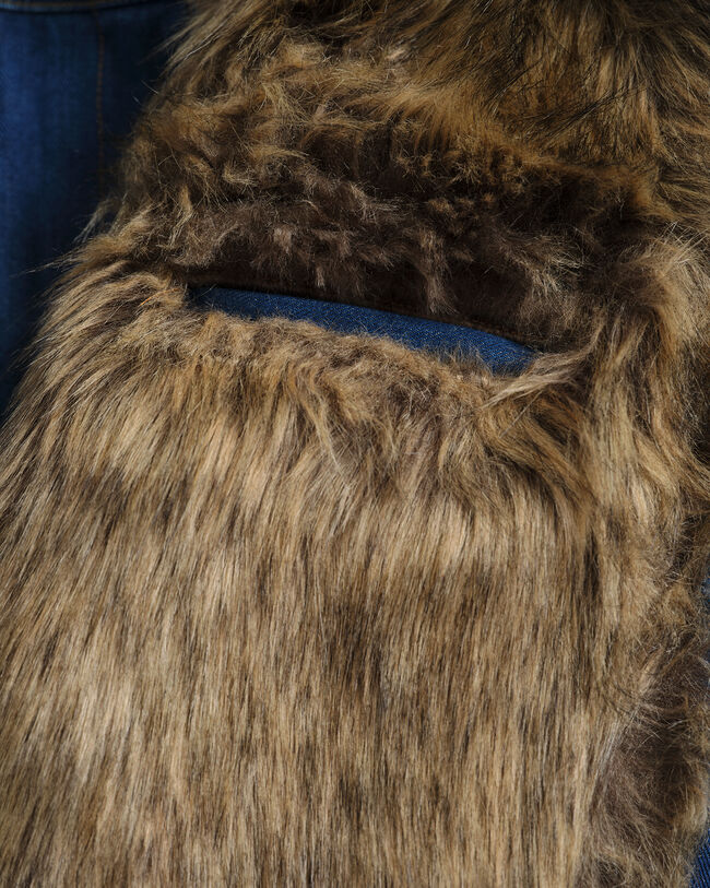 Wrangler x GANT ‑malliston farkkutakki tekoturkiskauluksella