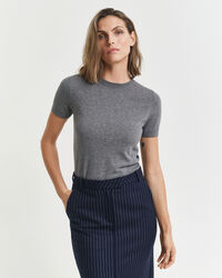 Kevyt lyhythihainen neulepusero, pyöreä pääntie