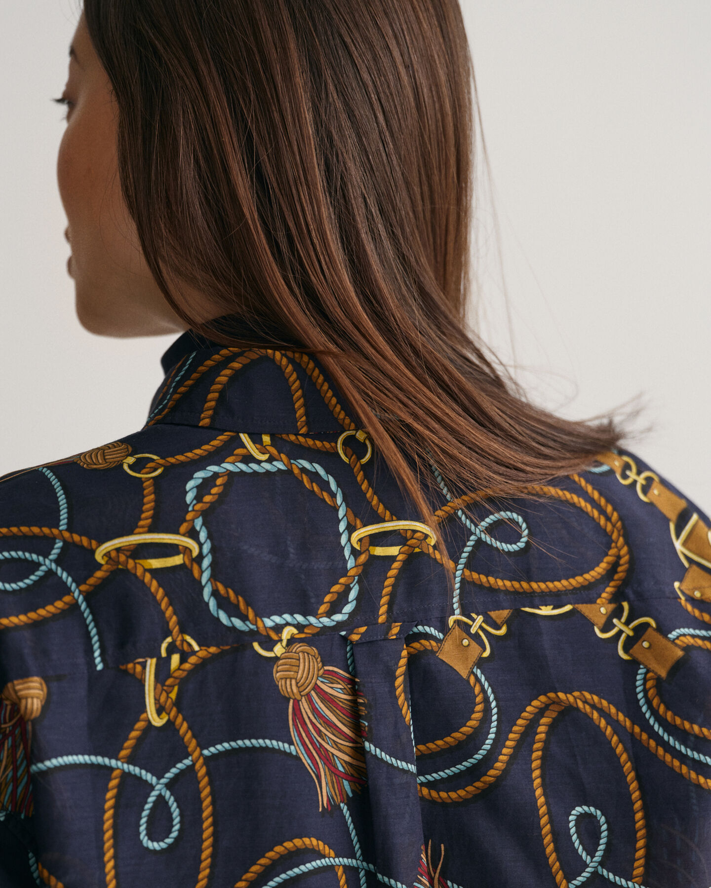 Relaxed&nbsp;fit ‑mitoitettu printtikuvioitu Rope-puuvillasilkkipaita