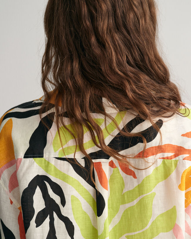 Lyhythihainen Palm Print -pellavakaftaani