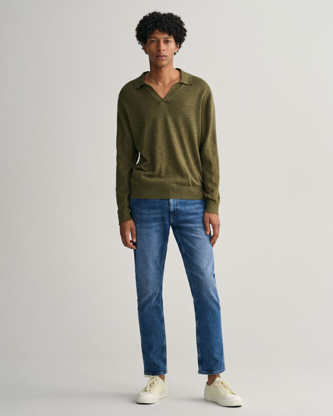 Puuvilla-pellavainen pikeeneulepusero