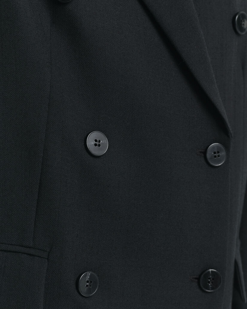 Relaxed fit ‑mitoitettu kaksirivinen Hopsack-villasekoitebleiseri