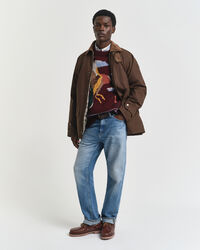 Lintukuvioinen neulepusero, pyöreä pääntie