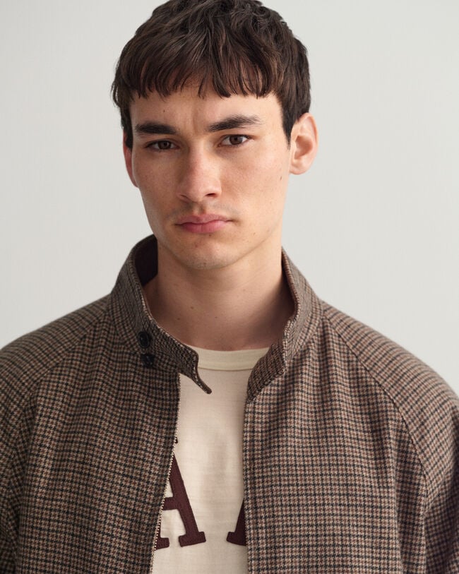 Ruudullinen Harrington-villakangastakki