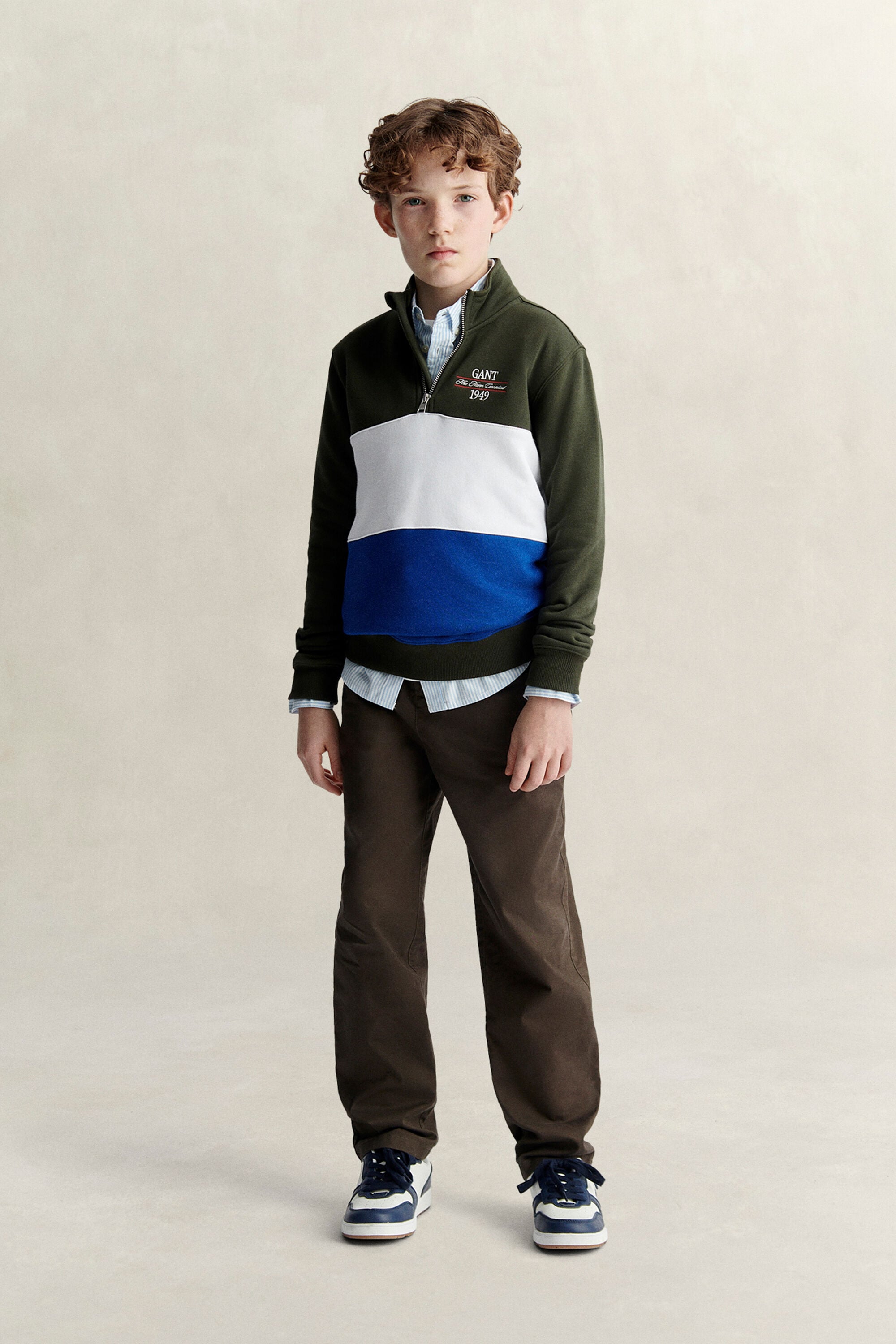 Teen Boys -malliston Color Block -collegepaita, vetoketjukaulus