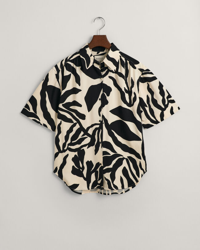 Relaxed fit ‑mitoitettu lyhythihainen Palm Print -paita